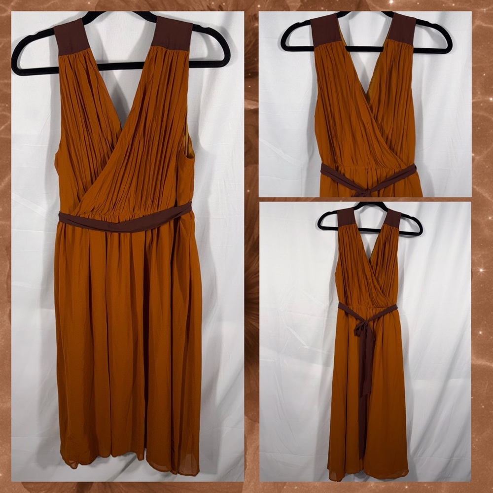 Modcloth Brown Halter Midi Sundress Cocktail A-Line XL‎ Orange Rust